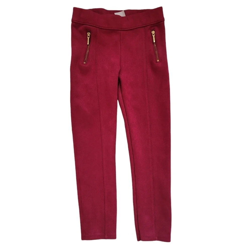 Janie and Jack Girls 6 Rapsberry Faux Suede Skinny Pull-On Pants Leggings